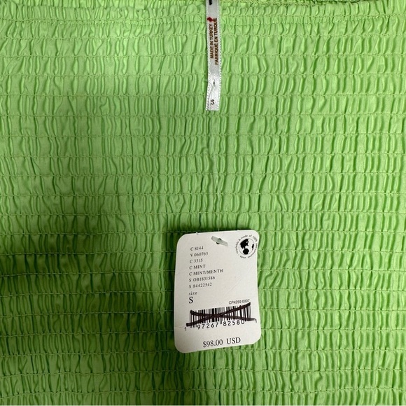 NWT FREE PEOPLE Ceci Smocked Midi Dress in Mint Green Size Small - Picture 9 of 10